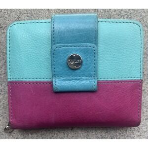 Women's Rolfs Deluxe Genuine Leather Wallet Pink Green Blue Vintage 90's